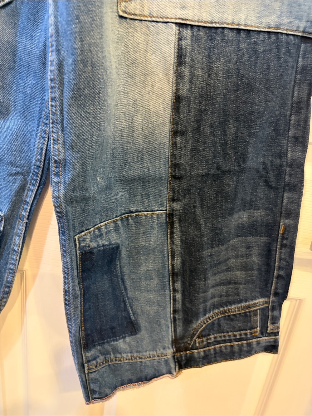 Oli & Hali NWT Blue Faded UPSIDE DOWN POCKETS Patchwork Wide-Leg Jeans - Picture 7 of 13